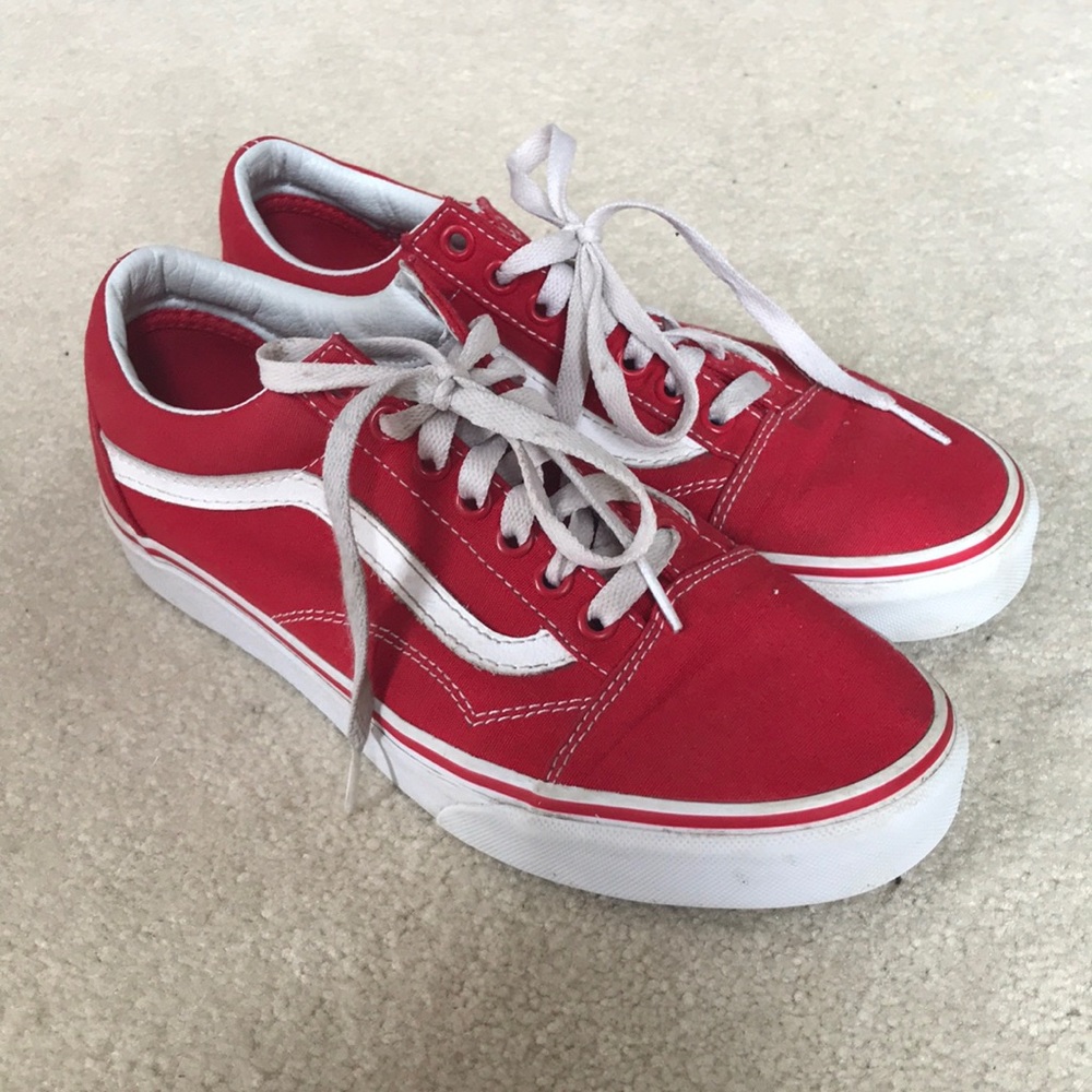 Red Old School Vans (Great Condition!!)